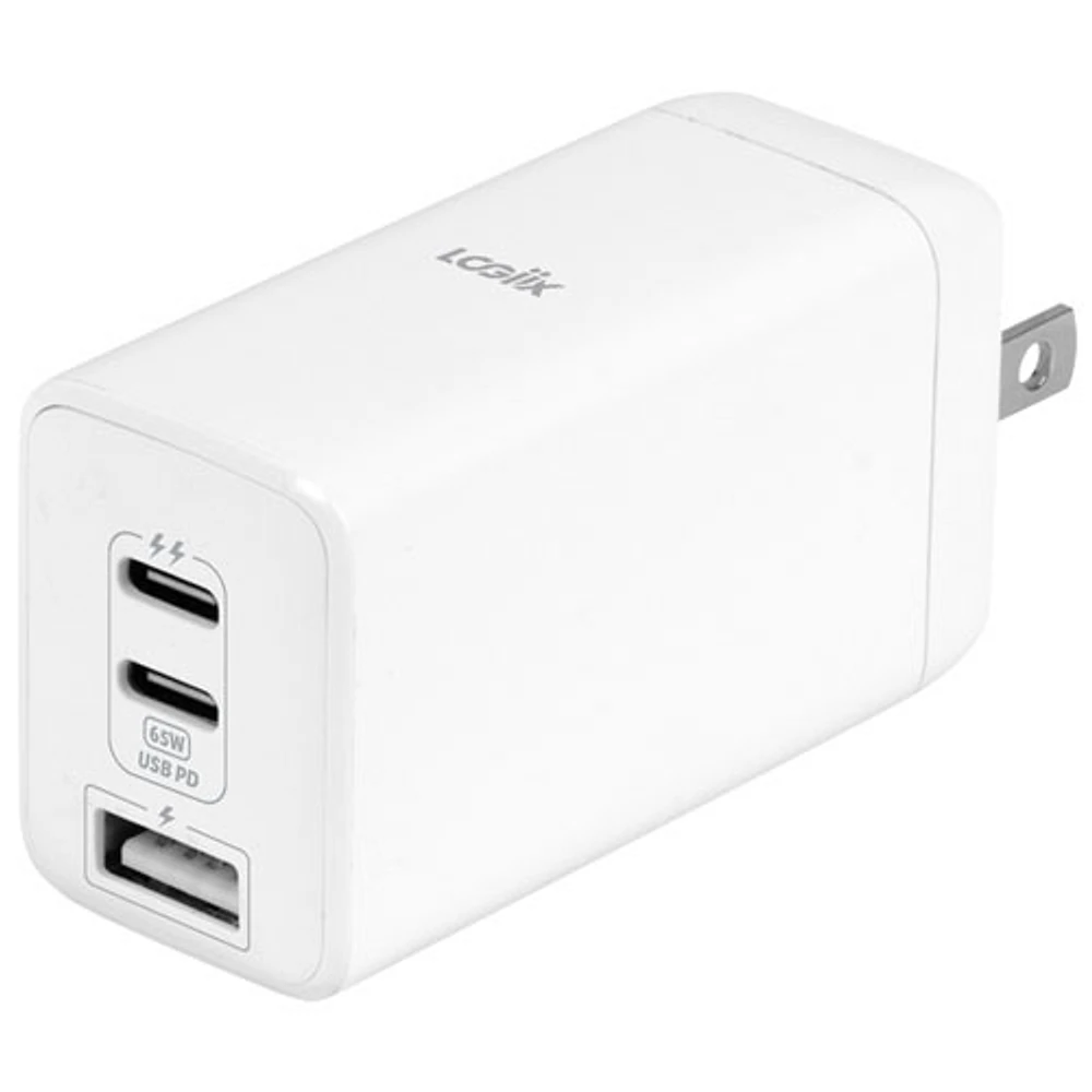 Chargeur mural USB-C/USB-A GaN 65 W Power Plus de LOGiiX (LGX-13874) - Blanc