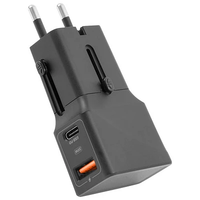 Chargeur mural USB-C/USB-A World Traveler Lite de LOGiiX (LGX-13875) - Noir