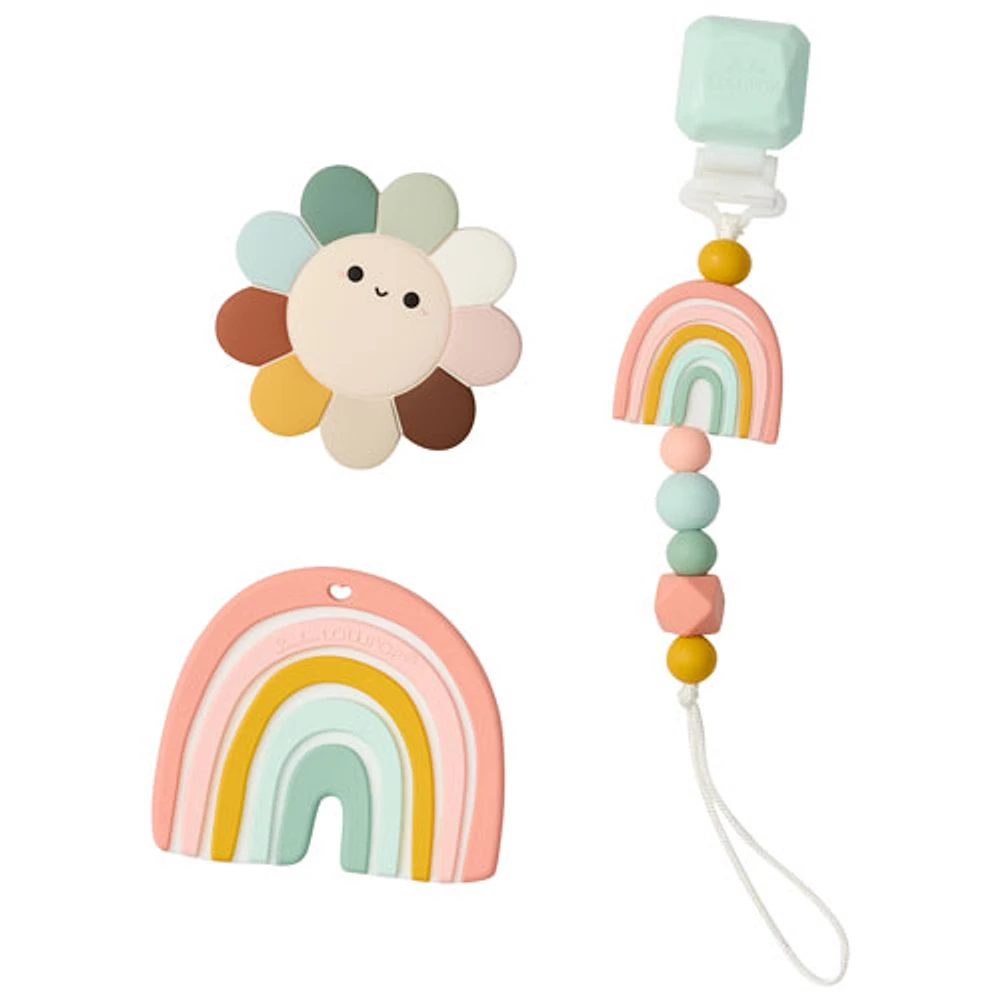 Loulou Lollipop Daisy & Pastel Rainbow Soothing Teether Bundle (PL009)