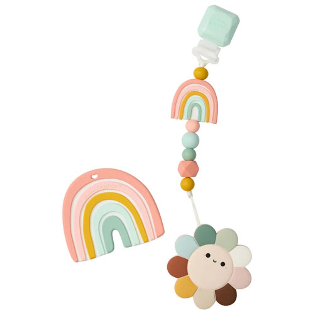 Loulou Lollipop Daisy & Pastel Rainbow Soothing Teether Bundle (PL009)