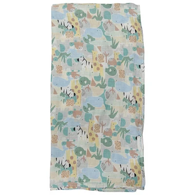 Loulou Lollipop Animal Puzzle Muslin Swaddle Blanket