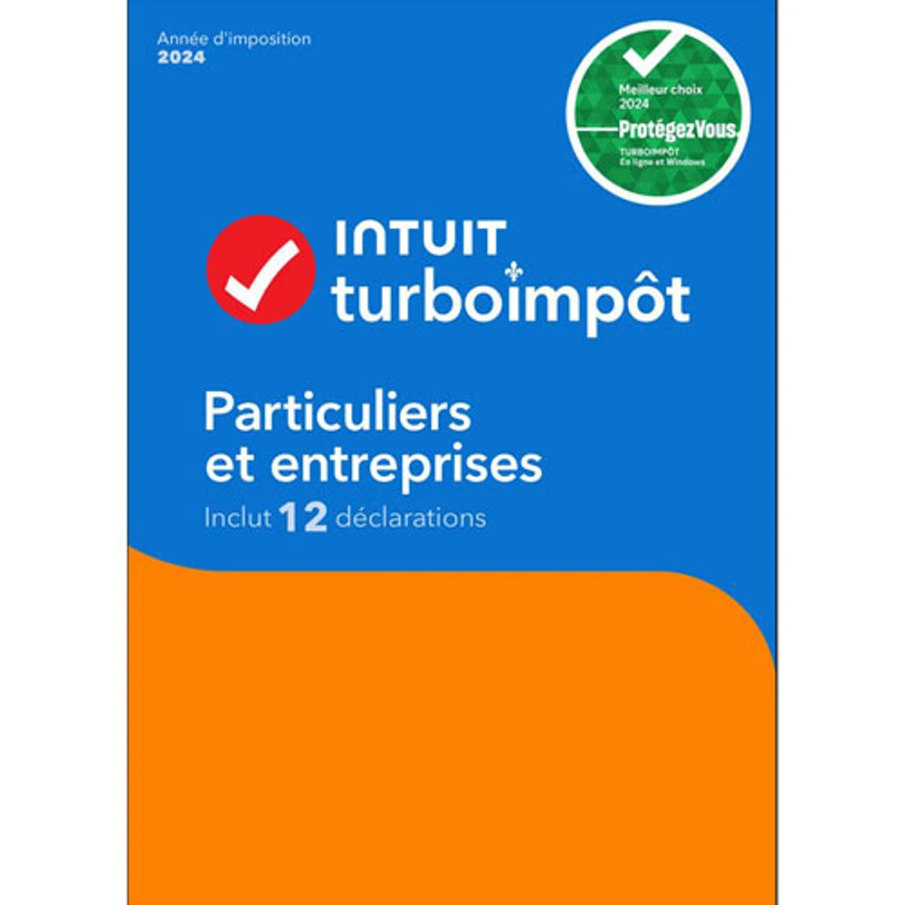 TurboImpôt Particuliers et entreprises 2024 (PC) - 3 utilisateurs - 12 déclarations - Français - Téléchargement numérique