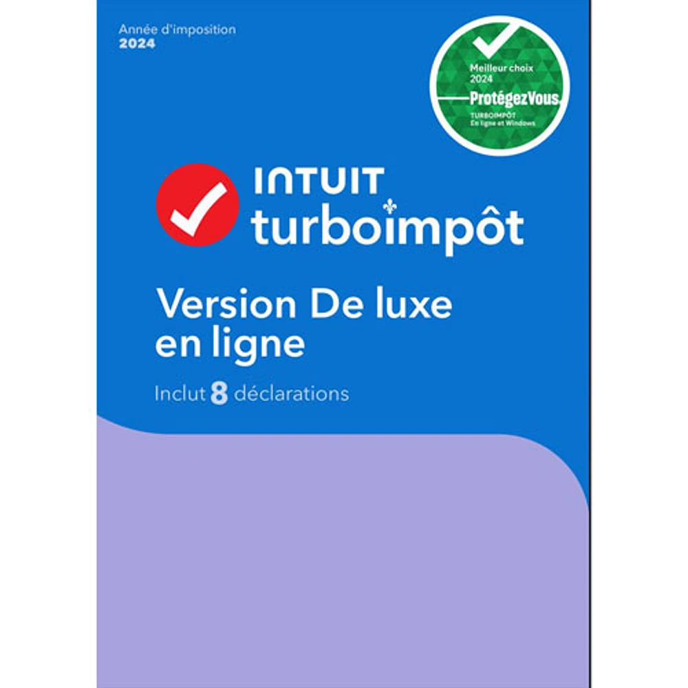 TurboImpôt Édition de luxe en ligne 2024 (PC) - 1 utilisateur - 8 déclarations - Français - Téléchargement numérique