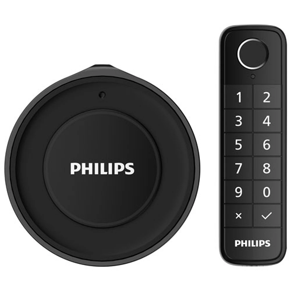 Serrure intelligente Wi-Fi rétrocompatible série 3000 de Philips avec lecteur d'empreintes digitales sans fil - Noir