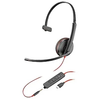 Casque d'écoute avec fil à suppression du bruit Poly Blackwire 3200 de HP - Noir