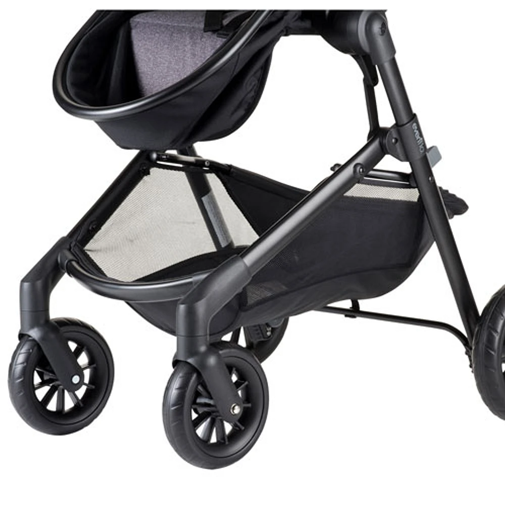 Système de transport Modular Pivot avec siège d'auto de bébé LiteMax d'Evenflo - Gris décontracté