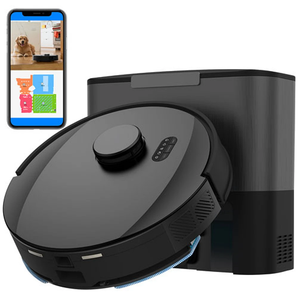 Aspirateur robot-vadrouille connecté Wi-Fi à vidage automatique Dustin de bObsweep - Acier au carbone