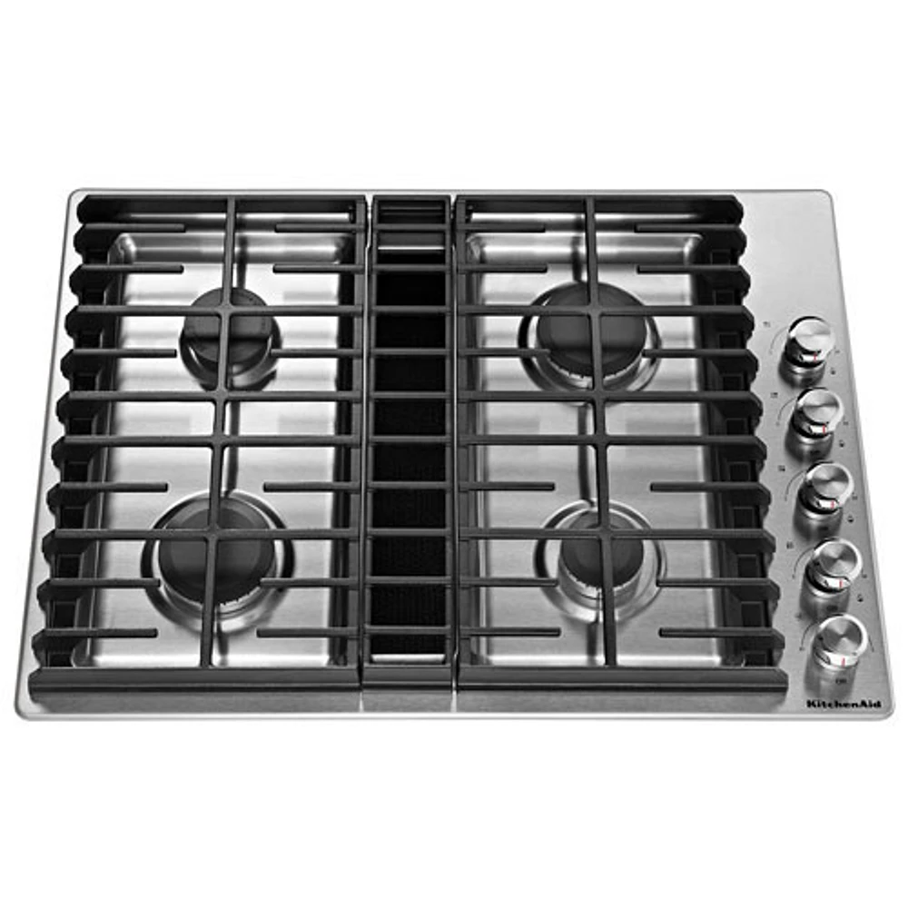 Boîte ouverte - Surface de cuisson au gaz à 4 brûleurs 30 po de KitchenAid (KCGD500GSS) - Acier inoxydable