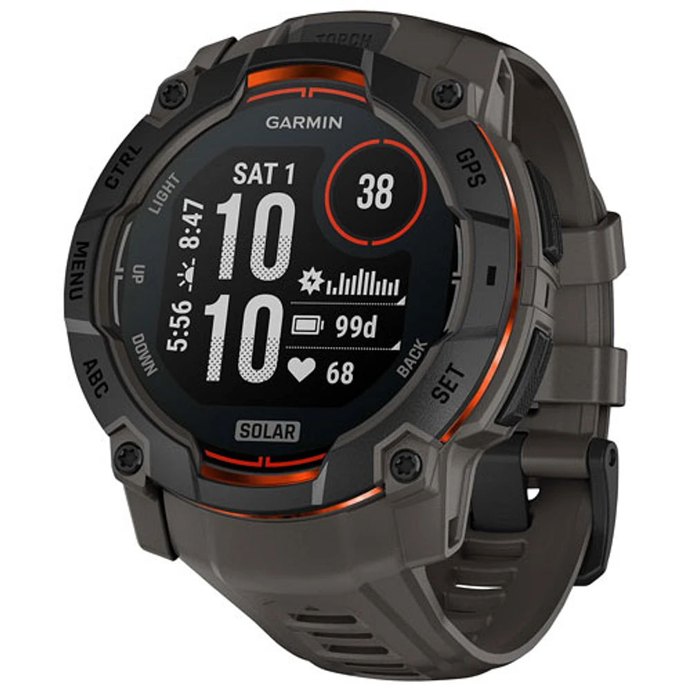 Garmin Instinct 3 Solar 50mm Bluetooth Multisport Smartwatch - Black/Charcoal