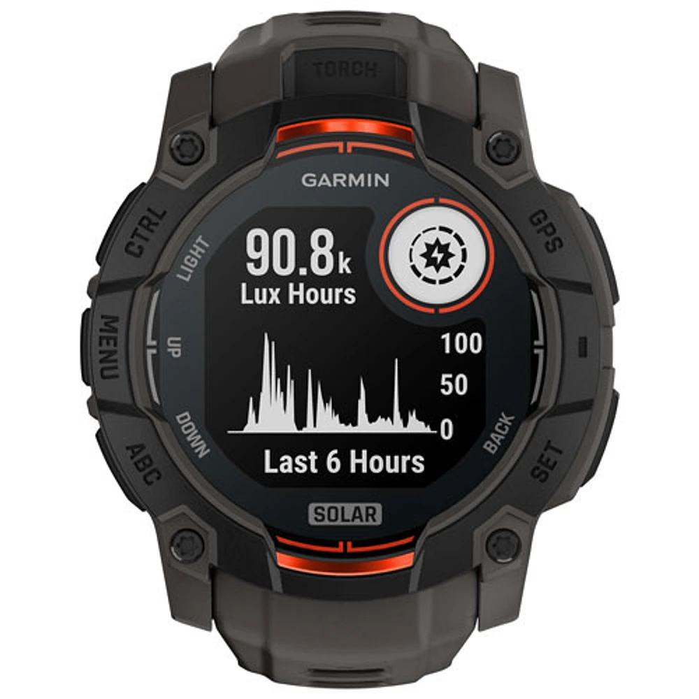 Garmin Instinct 3 Solar 50mm Bluetooth Multisport Smartwatch - Black/Charcoal