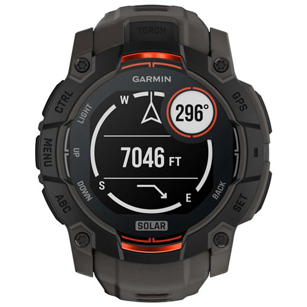 Garmin Instinct 3 Solar 50mm Bluetooth Multisport Smartwatch - Black/Charcoal