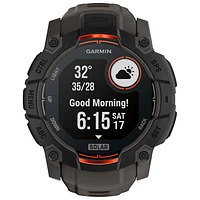 Garmin Instinct 3 Solar 50mm Bluetooth Multisport Smartwatch - Black/Charcoal