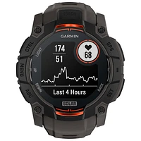 Garmin Instinct 3 Solar 50mm Bluetooth Multisport Smartwatch - Black/Charcoal