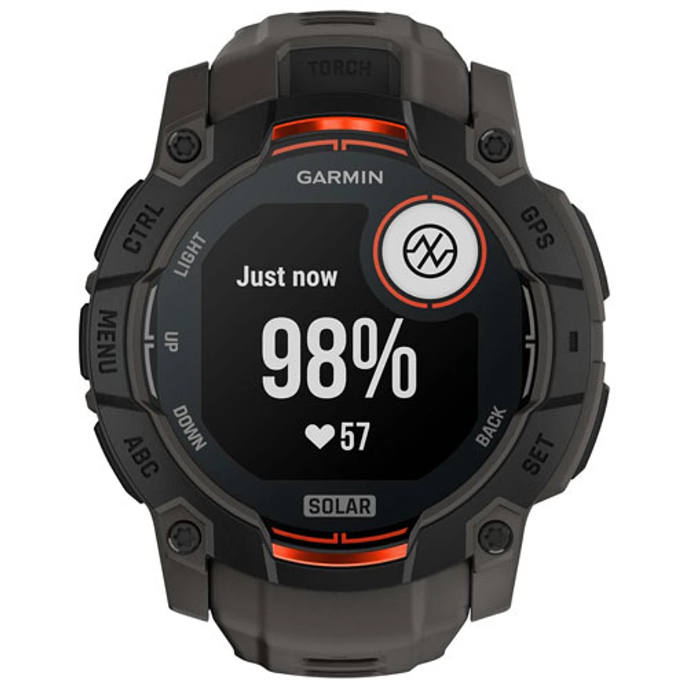 Garmin Instinct 3 Solar 50mm Bluetooth Multisport Smartwatch - Black/Charcoal