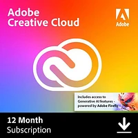 Adobe Creative Cloud (PC/Mac) - 1 utilisateur - 1 an - Téléchargement numérique