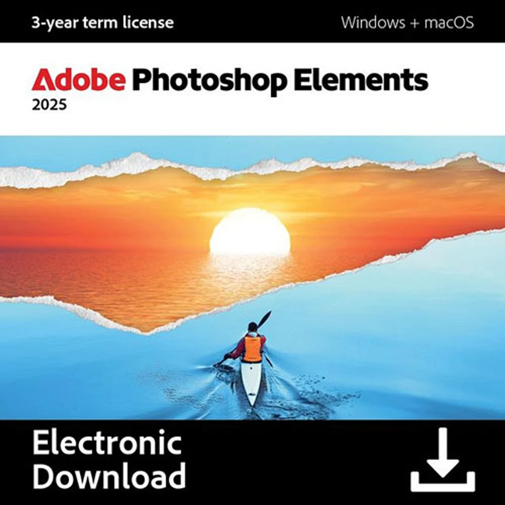 Adobe Photoshop Elements 2025 (PC/Mac) - Abonnement de 3 ans - Téléchargement numérique