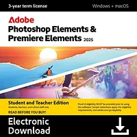 Adobe Photoshop Elements & Premiere Elements 2025 (PC/Mac) - 1 User - 3-Year