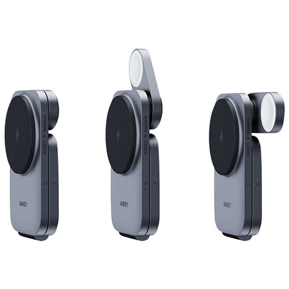 AUKEY MagFusion Z 3-in-1 Qi2 Foldable Magnetic Charging Station - Space Grey