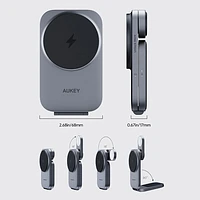 AUKEY MagFusion Z 3-in-1 Qi2 Foldable Magnetic Charging Station - Space Grey