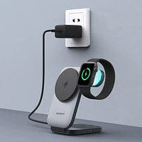 AUKEY MagFusion Z 3-in-1 Qi2 Foldable Magnetic Charging Station - Space Grey