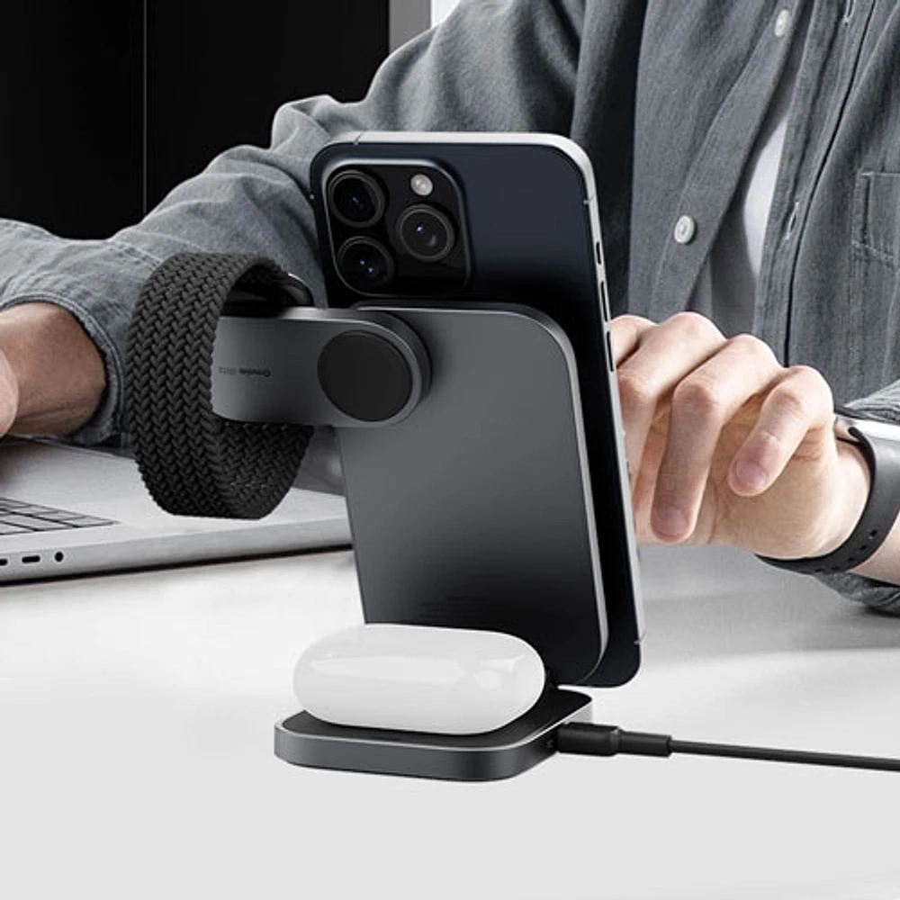 AUKEY MagFusion Z 3-in-1 Qi2 Foldable Magnetic Charging Station - Space Grey