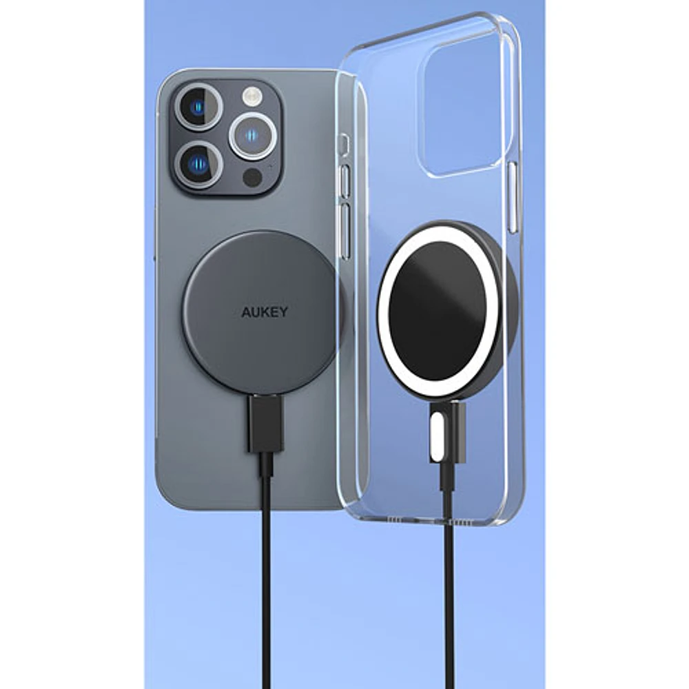 AUKEY MagFusion Aura Qi2 Magnetic 15 W Wireless Charger - Space Grey