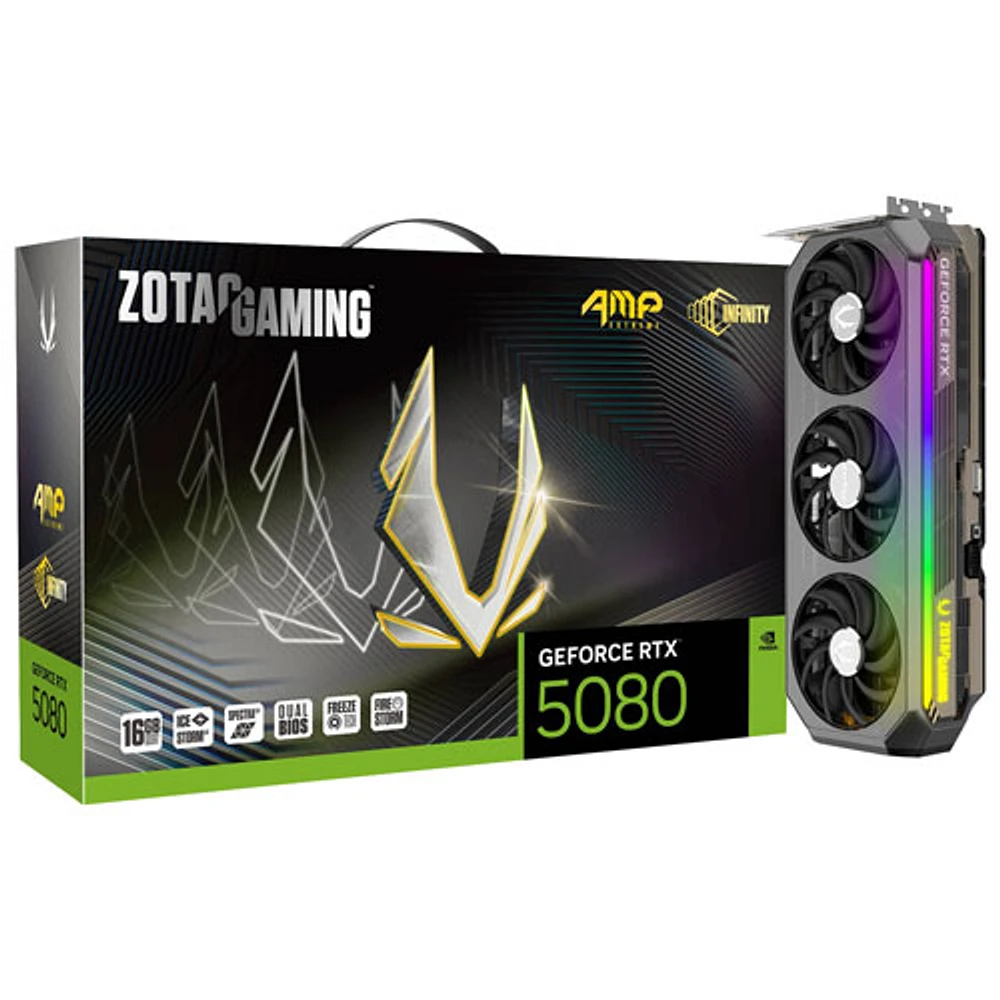 Carte graphique GDDR7 de 16 Go GeForce RTX 5080 AMP Extreme Infinity de ZOTAC Gaming