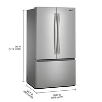 Réfrigérateur à deux portes 30,52 pi³ et 36 po de Whirlpool (WRFF3136SZ) - Acier inoxydable