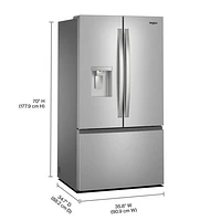 Whirlpool 36" 29.58 Cu. Ft. French Door Refrigerator with Water & Ice Dispenser (WRFF3536SZ) - Stainless Steel