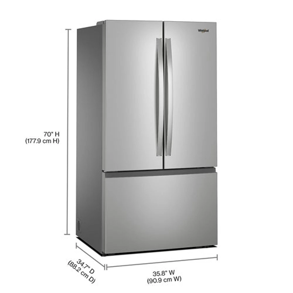 Whirlpool 36" 30.52 Cu. Ft. French Door Refrigerator with Water Dispenser (WRFF3336SZ) - Stainless Steel