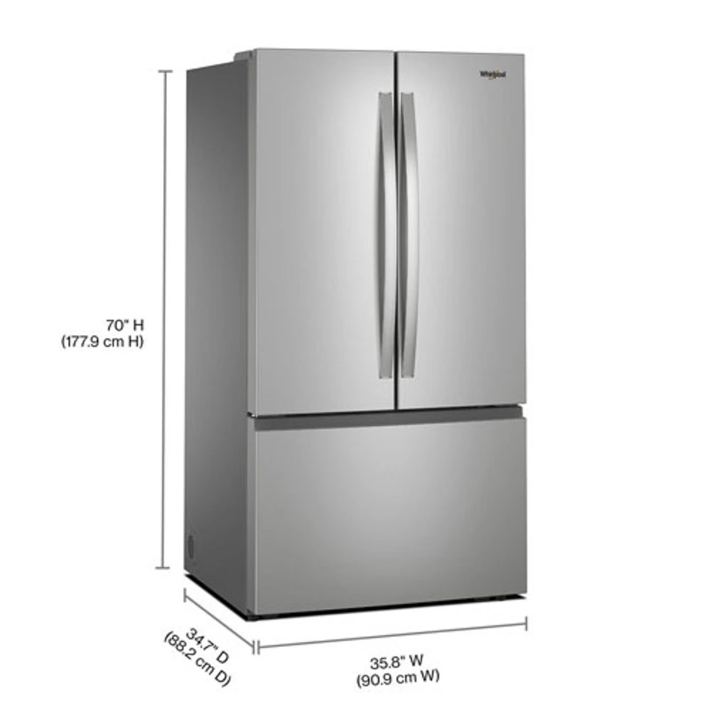 Whirlpool 36" 30.52 Cu. Ft. French Door Refrigerator with Water Dispenser (WRFF3336SZ) - Stainless Steel