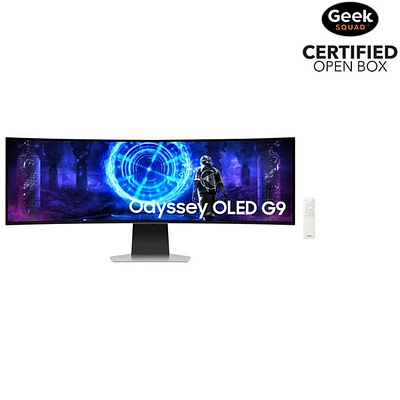 Open Box - Samsung Odyssey G9 49" QHD 240Hz 0.03ms GTG Curved OLED G-Sync/FreeSync Gaming Monitor - Silver