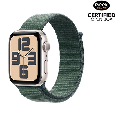 Open Box - Apple Watch SE (GPS) 44mm Starlight Aluminum Case with Lake Green Sport Loop