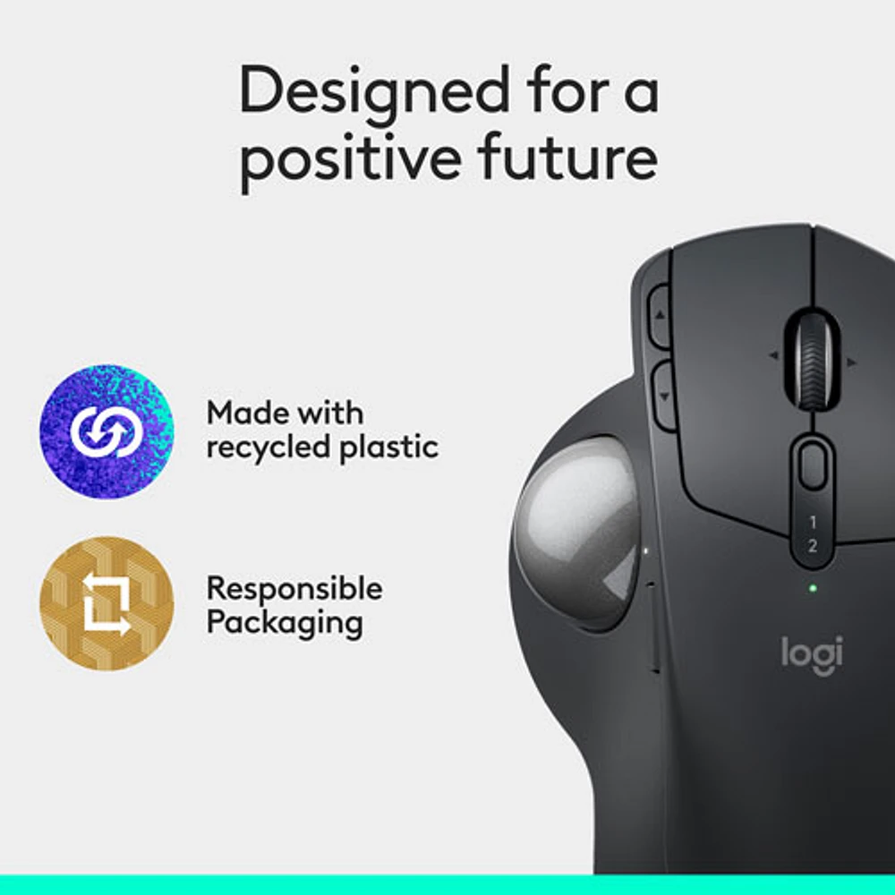 Souris ergonomique sans fil à boule de commande 2048 ppp MX Ergo S Plus Advanced de Logitech - Graphite
