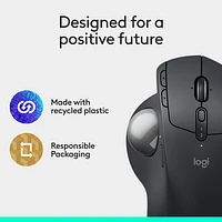 Souris ergonomique sans fil à boule de commande 2048 ppp MX Ergo S Plus Advanced de Logitech - Graphite
