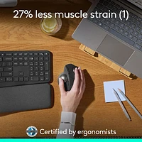 Souris ergonomique sans fil à boule de commande 2048 ppp MX Ergo S Plus Advanced de Logitech - Graphite