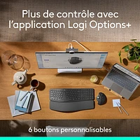 Souris ergonomique sans fil à boule de commande 2048 ppp MX Ergo S Plus Advanced de Logitech - Graphite