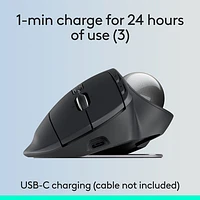 Souris ergonomique sans fil à boule de commande 2048 ppp MX Ergo S Plus Advanced de Logitech - Graphite
