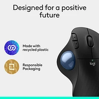 Souris ergonomique sans fil à boule de commande 2000 ppp Ergo M575S de Logitech - Noir