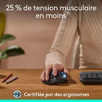 Souris ergonomique sans fil à boule de commande 2000 ppp Ergo M575S de Logitech - Noir