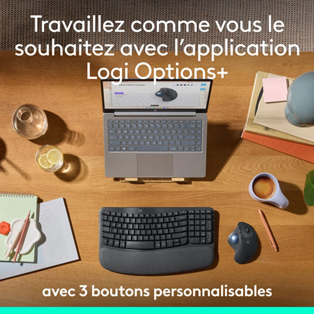 Souris ergonomique sans fil à boule de commande 2000 ppp Ergo M575S de Logitech - Noir
