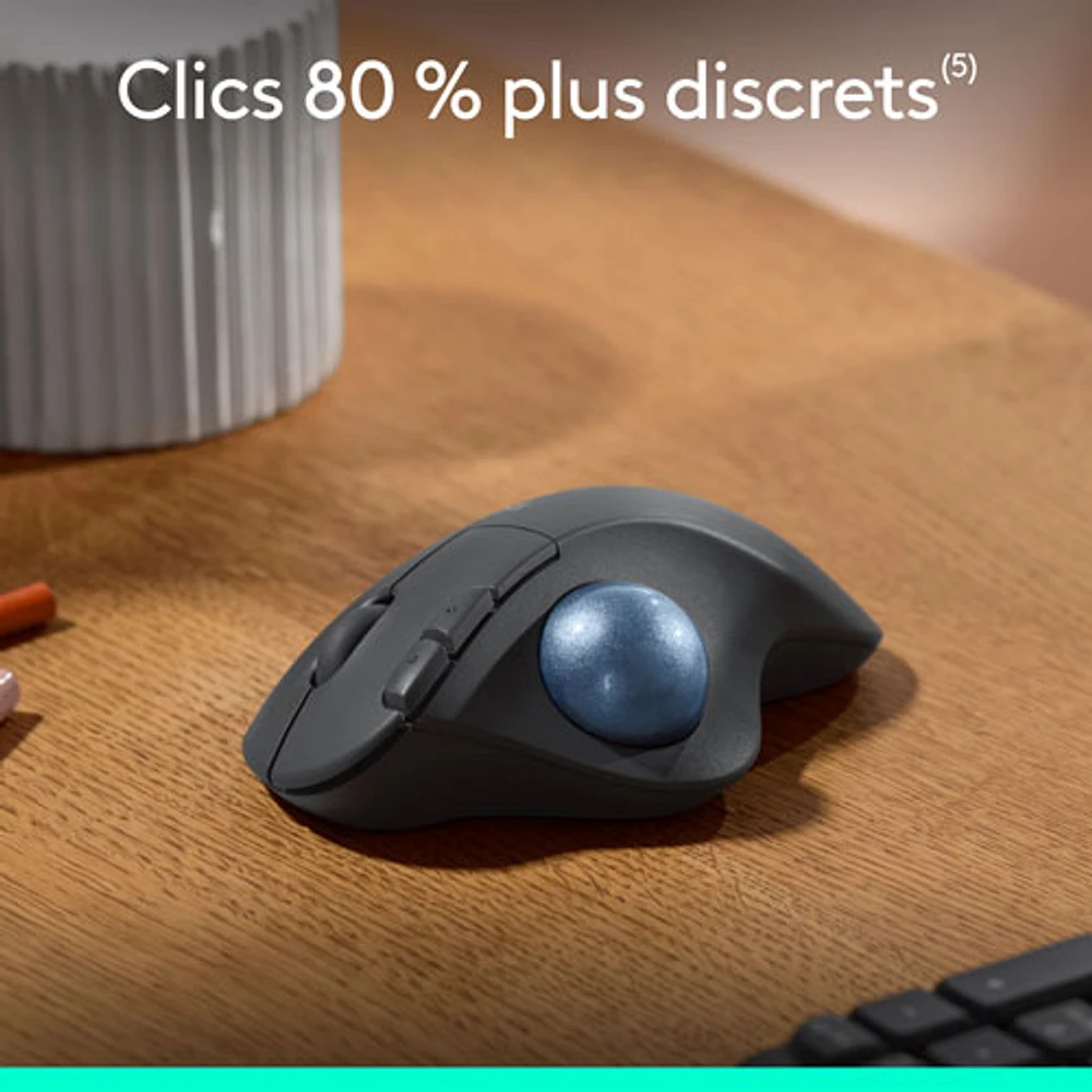Souris ergonomique sans fil à boule de commande 2000 ppp Ergo M575S de Logitech - Noir
