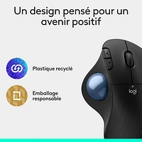 Souris ergonomique sans fil à boule de commande 2000 ppp Ergo M575S de Logitech - Noir