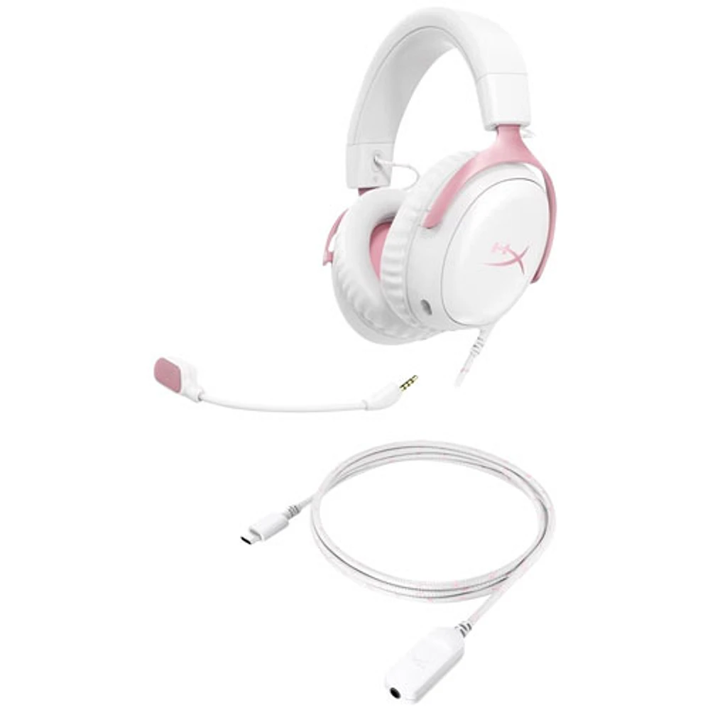HyperX Cloud III Wired Gaming Headset - White/Pink