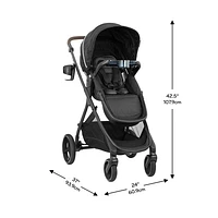 Evenflo Shyft Intuiti+ Travel System with Revolve180 LiteMax NXT SensorySoothe Infant Car Seat - Black