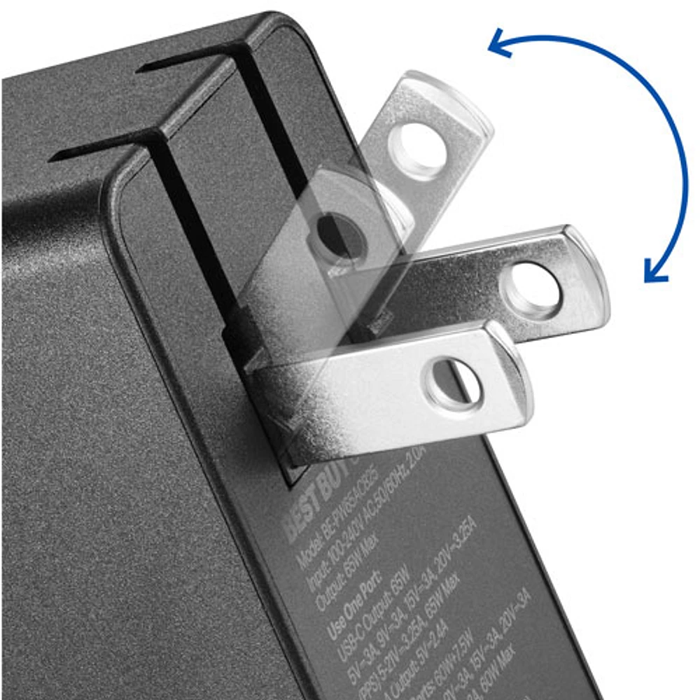 Best Buy Essentials 65W USB-C/USB-A Wall Charger Kit (BE-PW65ACB25-C) - Only at Best Buy