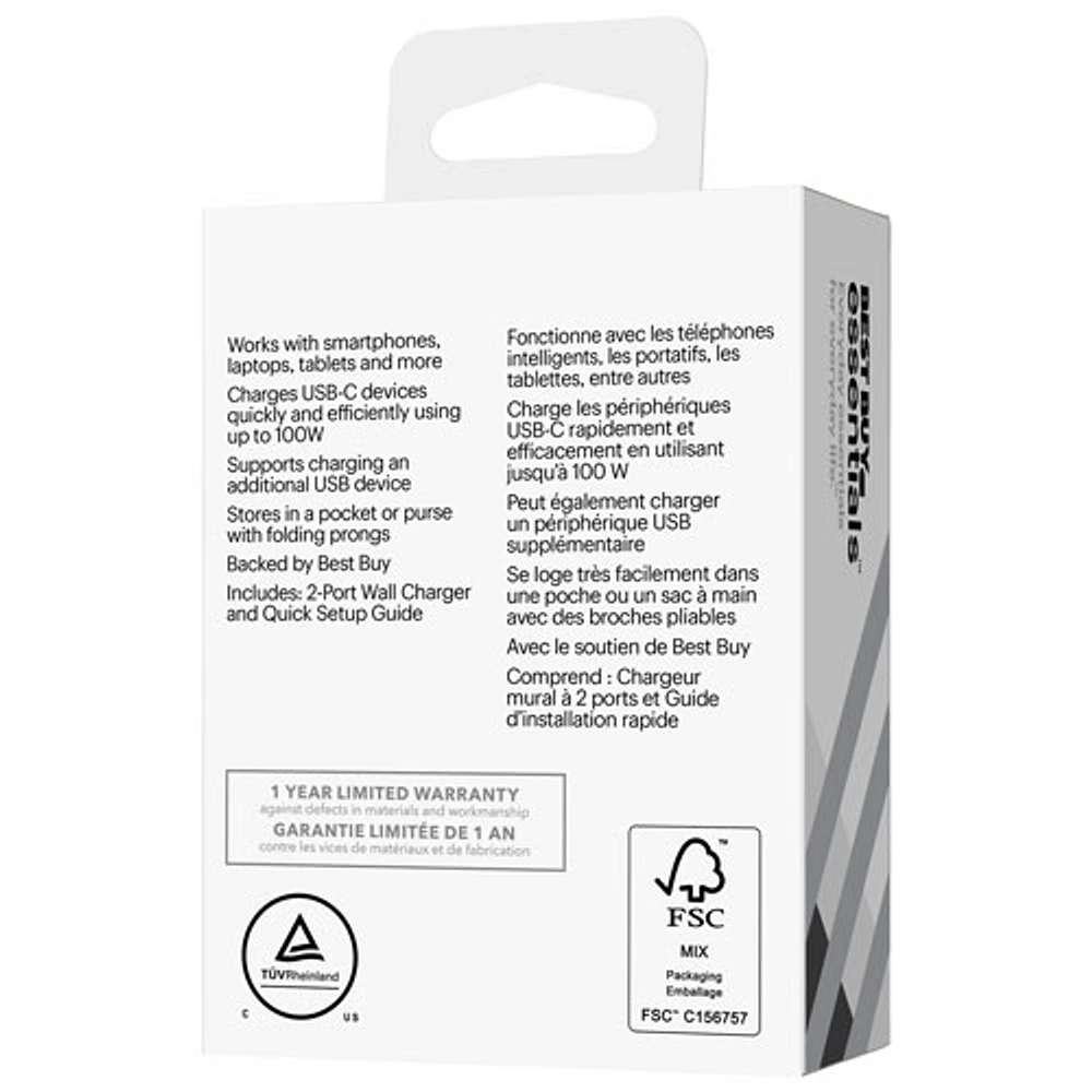 Best Buy Essentials 100W USB-C/USB-A Wall Charger Kit (BE-PW100ACB25-C) - Only at Best Buy