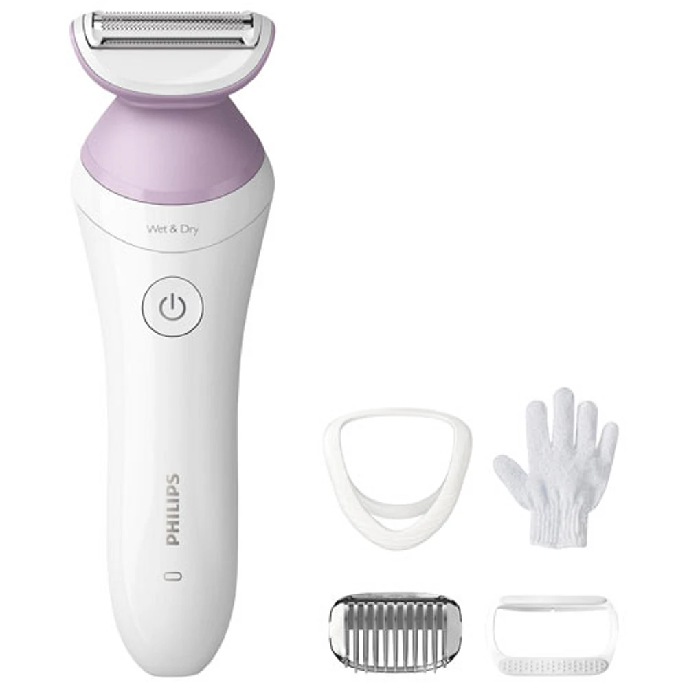 Philips Lady Series 6000 Wet & Dry Electric Shaver (BRL136/00) - White/Pink