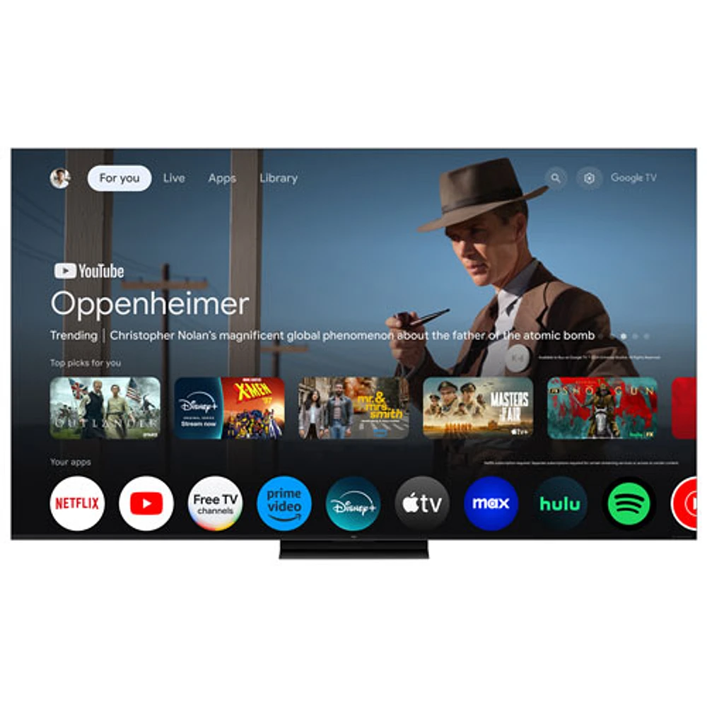 Téléviseur intelligent Google TV HDR QD-Mini DEL UHD 4K de 85 po série QM7K de TCL (85QM7K) - 2025