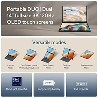 ASUS Zenbook DUO 14" Touchscreen 2-in-1 Laptop - Inkwell Grey (Intel Core Ultra 9/32GB RAM/1TB SSD/Win 11)
